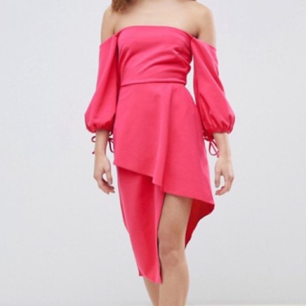 ASOS asymmetrical off the shoulder dress